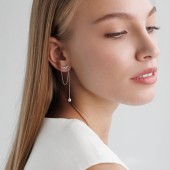 Cercei argint cu lantisor, perle naturale albe si cristale DiAmanti SK25232E_W-G